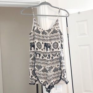SIENNA SKY Black and Cream Elephant Print Romper
